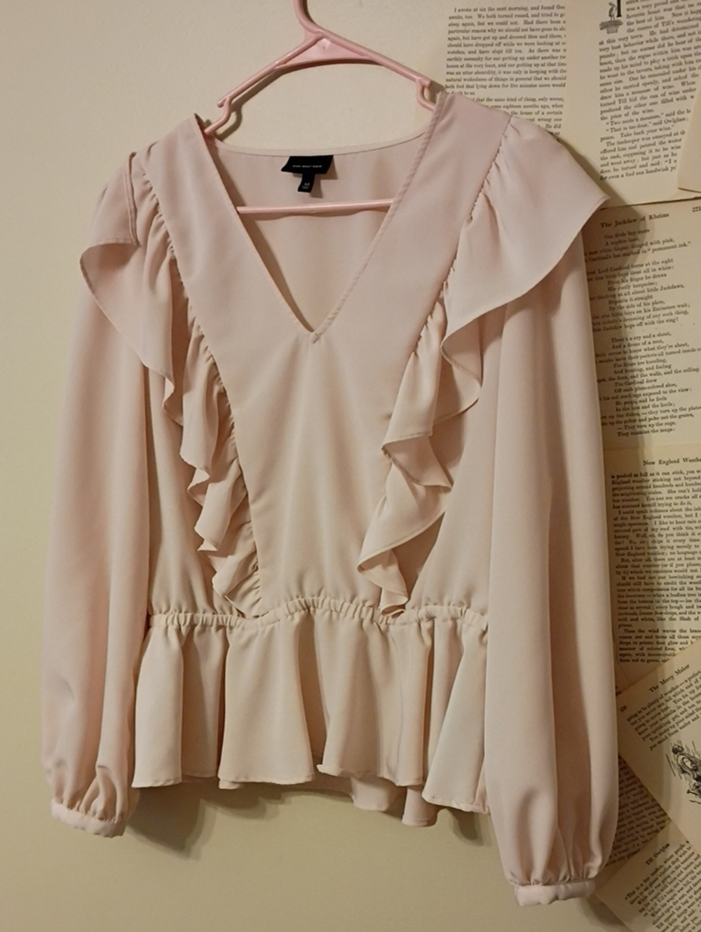 Who What Where Pale Pink Peplum Top